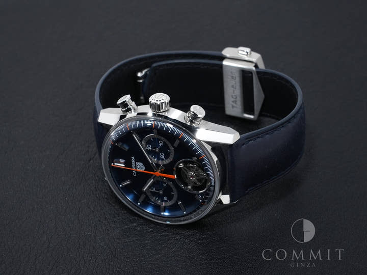 TAG Heuer Carrera Tourbillon Chronograph Ref. CBS5010.FC6543 Stainless Steel Blue Dial Pre-owned g37x7br9