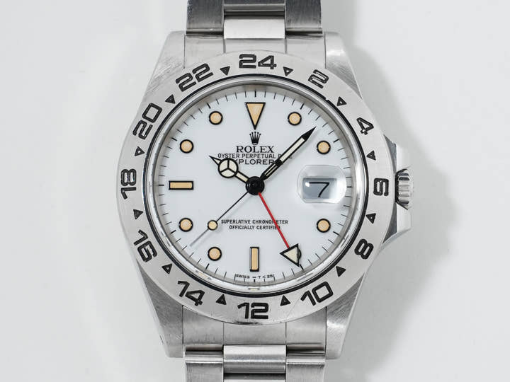 Pre-owned Rolex Explorer II Ref. 16550 Stainless Steel White Dial Oyster Bracelet isiibo2z