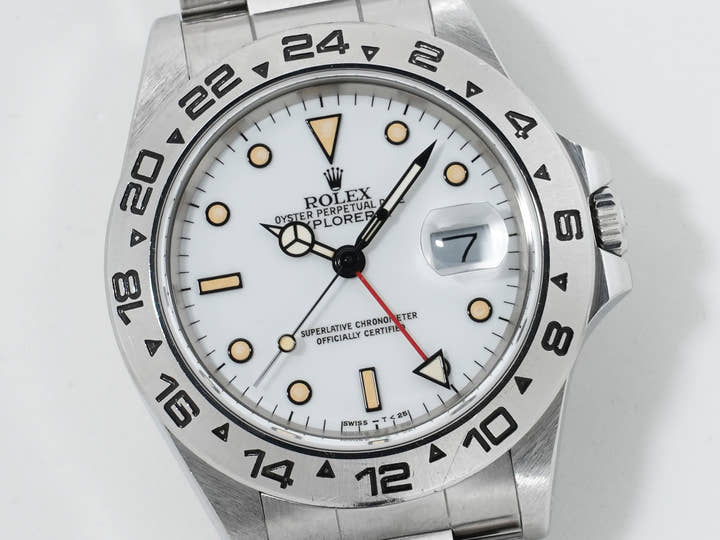Pre-owned Rolex Explorer II Ref. 16550 Stainless Steel White Dial Oyster Bracelet isiibo2z