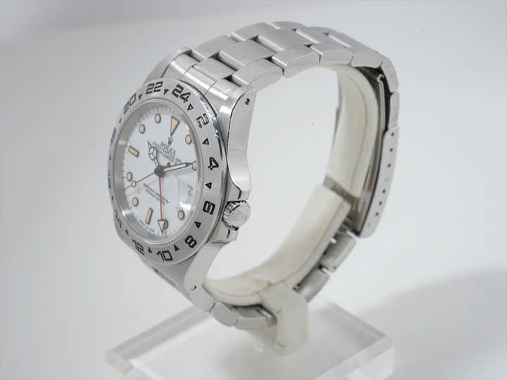 Pre-owned Rolex Explorer II Ref. 16550 Stainless Steel White Dial Oyster Bracelet isiibo2z