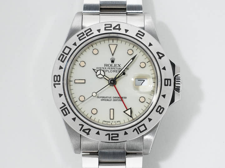 ロレックス エクスプローラーII Ref.16550 ステンレススチール アイボリー文字盤 オイスターブレスレット 中古 wt4f4dqx