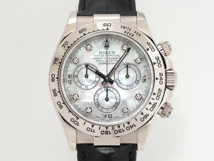 ロレックス デイトナ Ref.116519 ホワイトゴールド ホワイトシェルx10Pダイヤ文字盤 中古 tocmr6s2