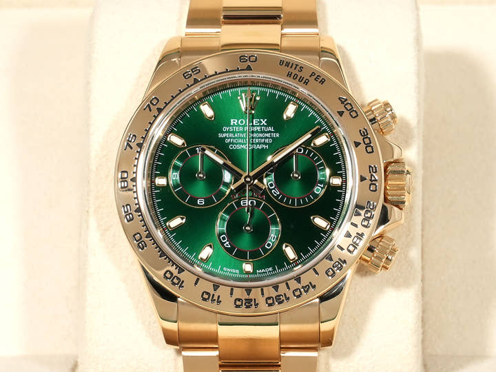 Rolex Daytona Ref. 116508 Yellow Gold Green Dial Excellent Condition 5srafs7e