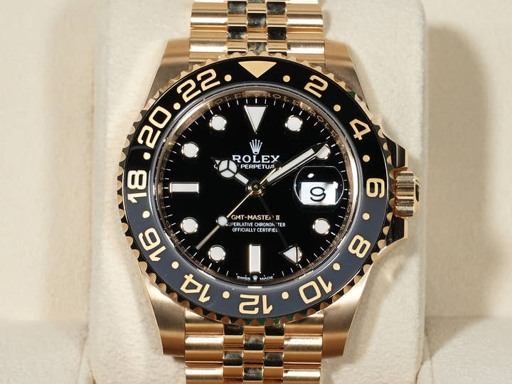 Rolex GMT-Master II Ref. 126718GRNR Yellow Gold with Black Dial and Jubilee Bracelet, Excellent Condition (u4nrygei)