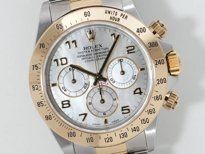 Rolex Daytona El Primero Ref. 16523NA Stainless Steel/Yellow Gold White Shell Arabic Dial Excellent Condition e5hscj4y