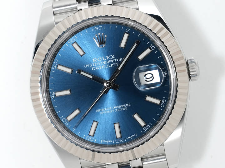 Rolex Datejust 41 Ref. 126334 Stainless Steel/White Gold Bright Blue Dial Jubilee Bracelet Excellent Condition 5w3r3dpe