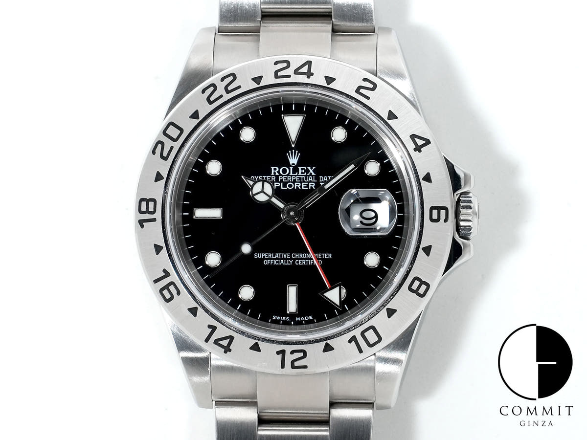 Pre-owned Rolex Explorer II Ref. 16570 Stainless Steel Black Dial Oyster Bracelet tpb8hnpp