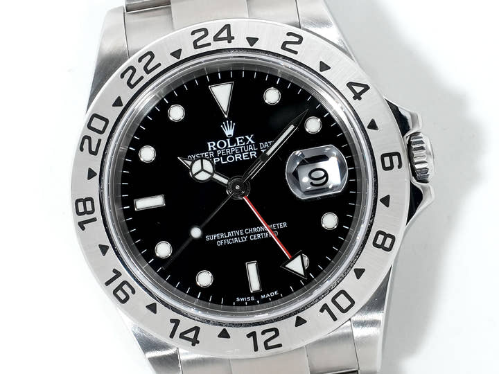 Pre-owned Rolex Explorer II Ref. 16570 Stainless Steel Black Dial Oyster Bracelet tpb8hnpp