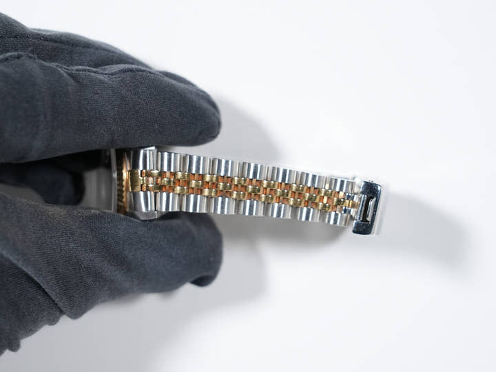 Pre-owned Rolex Datejust TIFFANY & CO. Ref. 69173 in Stainless Steel/Yellow Gold with Black Pyramid Roman Dial and Jubilee Bracelet (goeq3n8r)