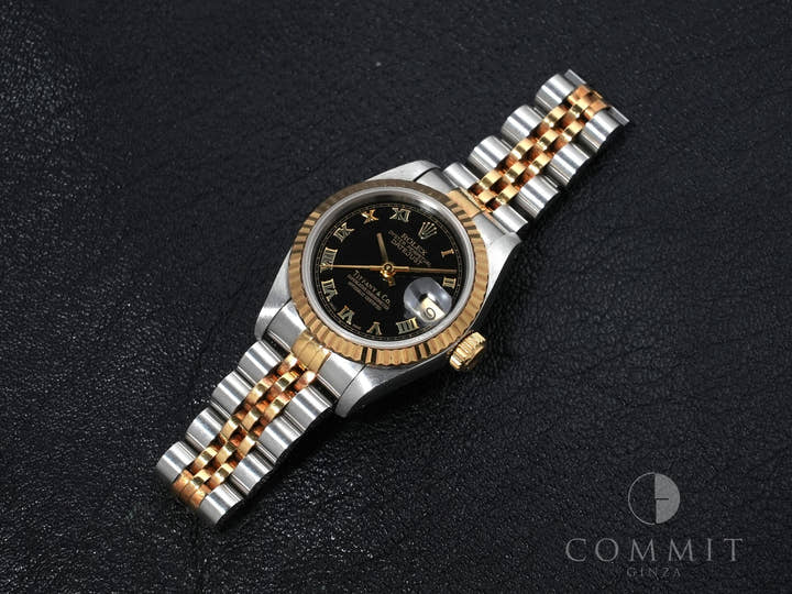 Pre-owned Rolex Datejust TIFFANY & CO. Ref. 69173 in Stainless Steel/Yellow Gold with Black Pyramid Roman Dial and Jubilee Bracelet (goeq3n8r)