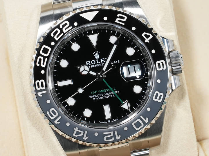 ロレックス GMTマスターII Ref.126710GRNR ステンレススチール ブラック文字盤 オイスターブレスレット 美品 qgtbj24n