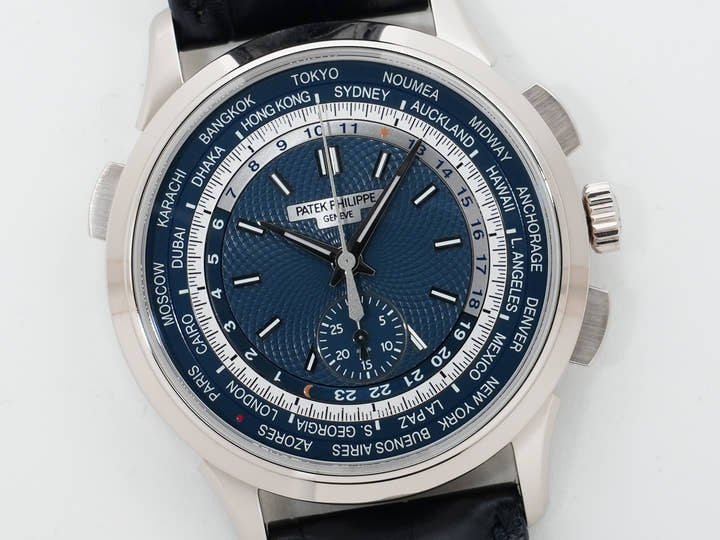 パテックフィリップ コンプリケーション ワールドタイム クロノグラフ Ref.5930G-001 ホワイトゴールド ブルー文字盤 未使用 sq3357wy