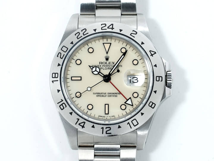 ロレックス エクスプローラーII Ref.16570 ステンレススチール ホワイト文字盤 オイスターブレスレット 中古 6mdyz4wz