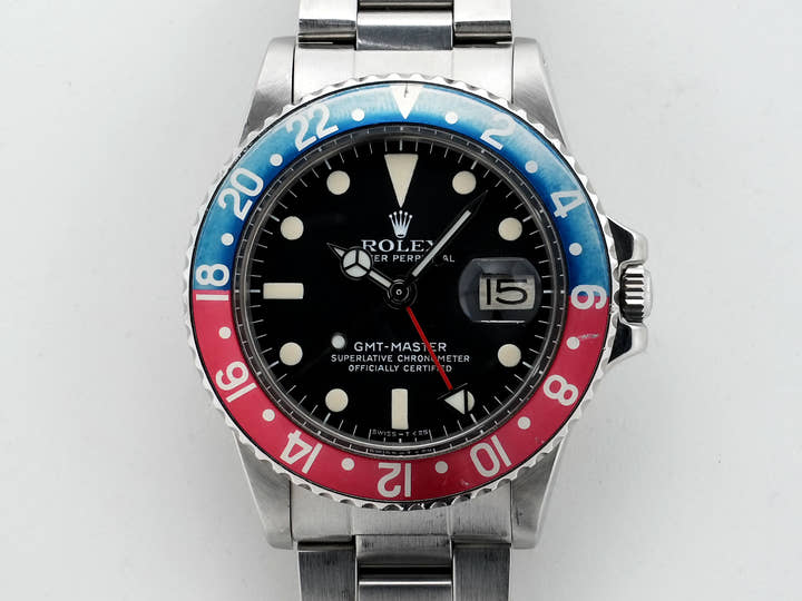 ロレックス GMTマスター Ref.1675 ステンレススチール ブラック文字盤 オイスターブレスレット 中古 qujicc3s