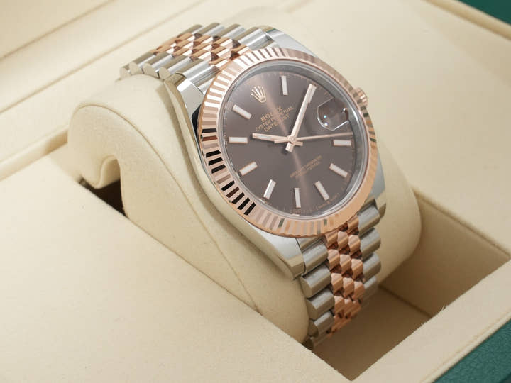ロレックス デイトジャスト41 Ref.126331 ステンレススチール/エバーローズゴールド チョコレート文字盤 ジュビリーブレスレット 美品 ojxxr4gk