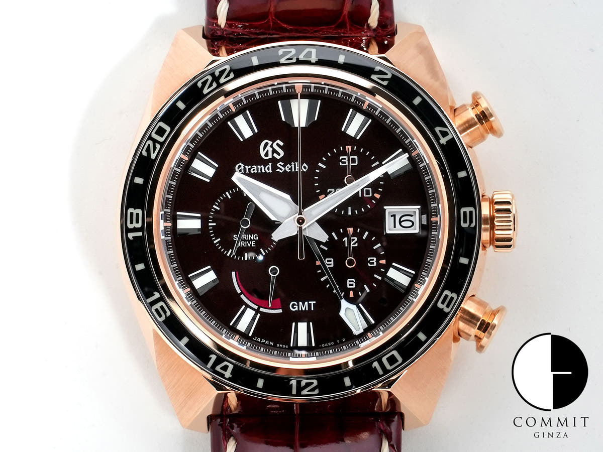 グランドセイコー スポーツコレクション スプリングドライブ20周年記念限定モデル Ref.SBGC230 ピンクゴールド ダークレッド文字盤 中古 mf78oi48