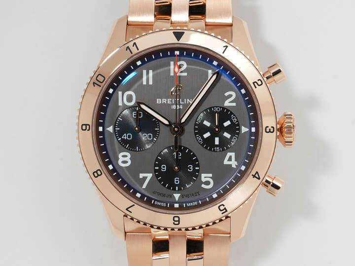 ブライトリング クラシック アヴィ クロノグラフ 42 P-51 マスタング Ref.R233801A1B1R1 レッドゴールド グレー文字盤 美品 wboret2g