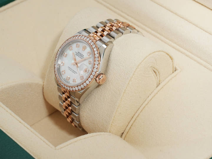 ロレックス デイトジャスト28 Ref.279381RBR ステンレススチールxエバーローズゴールド ホワイトシェルx10Pダイヤ文字盤 美中古 nnddb3uq