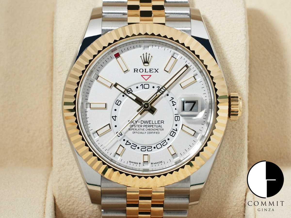 Rolex Sky-Dweller Ref. 336933 Stainless Steel/Yellow Gold White Dial Jubilee Bracelet Excellent Condition w827xcnt