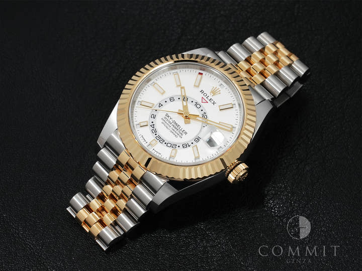 Rolex Sky-Dweller Ref. 336933 Stainless Steel/Yellow Gold White Dial Jubilee Bracelet Excellent Condition w827xcnt