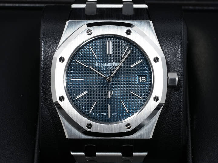 オーデマピゲ ロイヤルオーク ジャンボ エクストラ シン Ref.15202ST.OO.1240ST.01 ステンレススチール ブルー文字盤 美中古 fidmr7zx