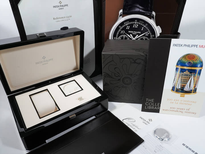 パテックフィリップ スプリットセコンド クロノグラフ Ref.5370P-001 プラチナ ブラック エナメル文字盤 美中古 qvuzay3j
