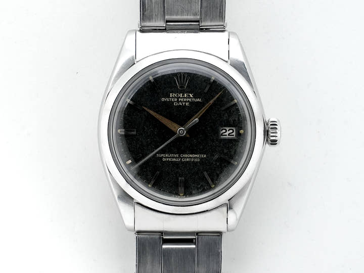 ロレックス オイスターパーペチュアル デイト Ref.1500 ステンレススチール トロピカルミラー文字盤 中古 xtpg9ca9