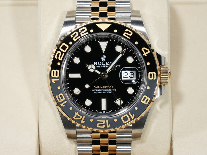 ロレックス GMTマスターII Ref.126713GRNR ステンレススチール/イエローゴールド ブラック文字盤 ジュビリーブレスレット 未使用 3e8xmcro
