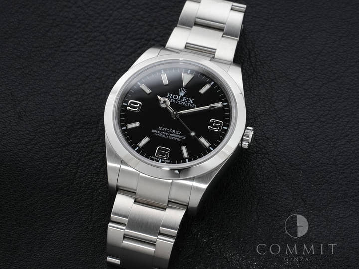 ロレックス エクスプローラーI 鏡面ブラックアウト Ref.214270 ステンレススチール ブラック文字盤 オイスターブレスレット 美品 immc2wbp