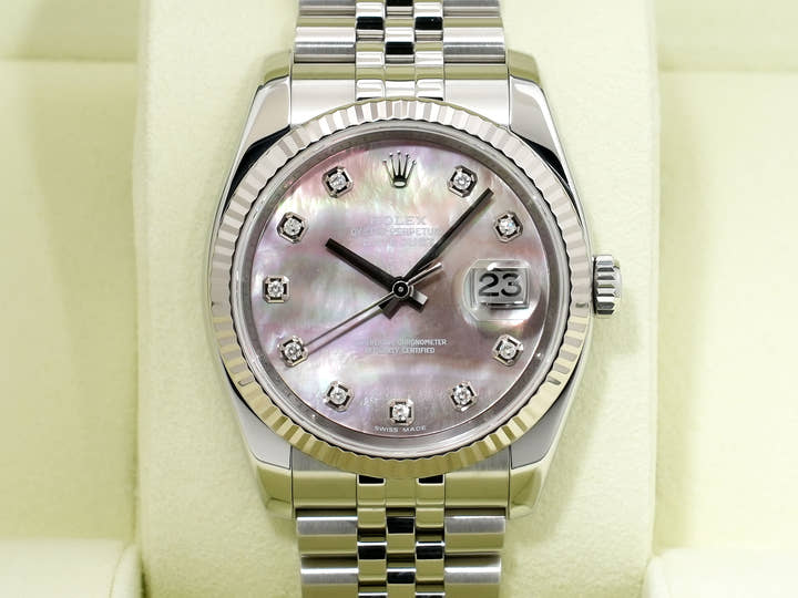 ロレックス デイトジャスト36 Ref.116234NG ステンレススチール/ホワイトゴールド ブラックシェル文字盤 ジュビリーブレスレット 美中古 f88smgd4