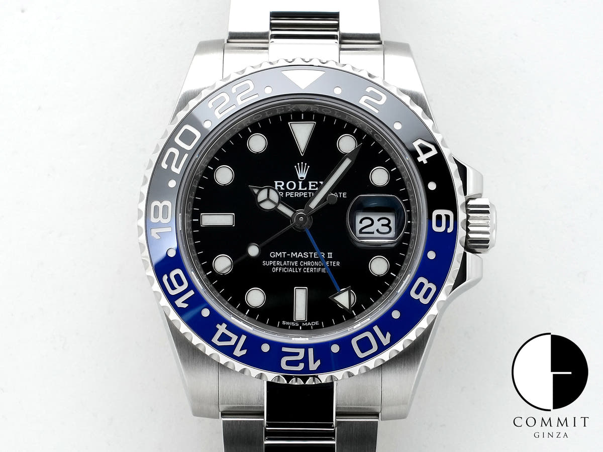 ロレックス GMTマスターII Ref.116710BLNR ステンレススチール ブラック文字盤 オイスターブレスレット 美中古 hyuq59dh
