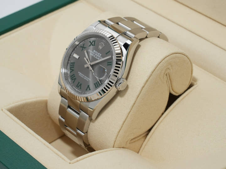 ロレックス デイトジャスト36 Ref.126234 ステンレススチール/ホワイトゴールド スレートローマン文字盤 オイスターブレスレット 未使用 n5j3r4p6