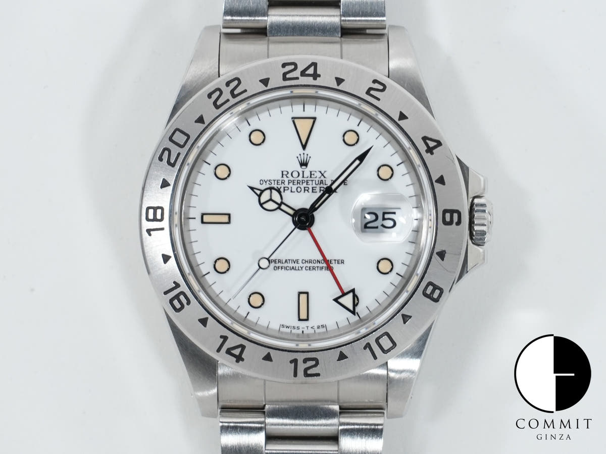 ロレックス エクスプローラーII Ref.16570 ステンレススチール ホワイト文字盤 オイスターブレスレット 中古 4a8ej2vv
