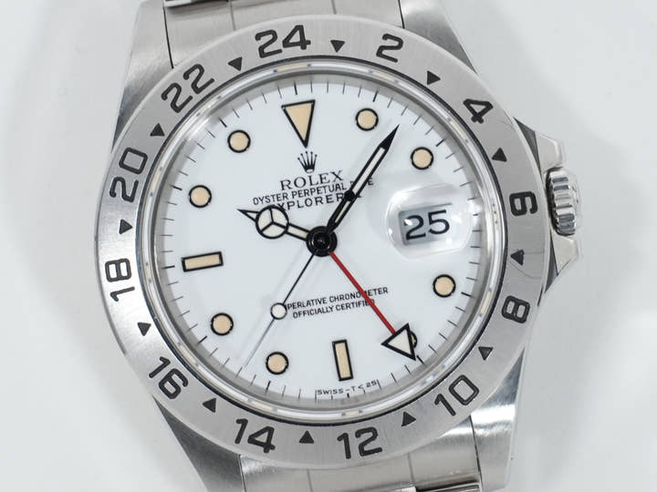 ロレックス エクスプローラーII Ref.16570 ステンレススチール ホワイト文字盤 オイスターブレスレット 中古 4a8ej2vv