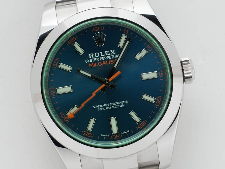 ロレックス ミルガウス Ref.116400GV ステンレススチール Zブルー文字盤 美中古 7ybr4dtu