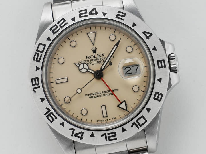 ロレックス エクスプローラーII Ref.16550 ステンレススチール アイボリー文字盤 オイスターブレスレット 中古 8br2kbvp