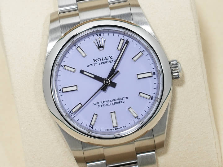 ロレックス オイスターパーペチュアル34 Ref.124200 ステンレススチール ラベンダー文字盤 未使用 xzxifv8s