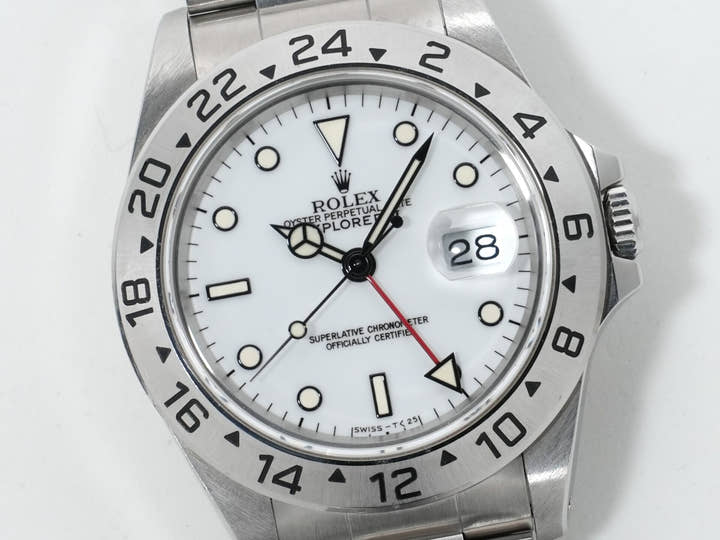 ロレックス エクスプローラーII Ref.16570 ステンレススチール ホワイト文字盤 オイスターブレスレット 中古 8coo564s