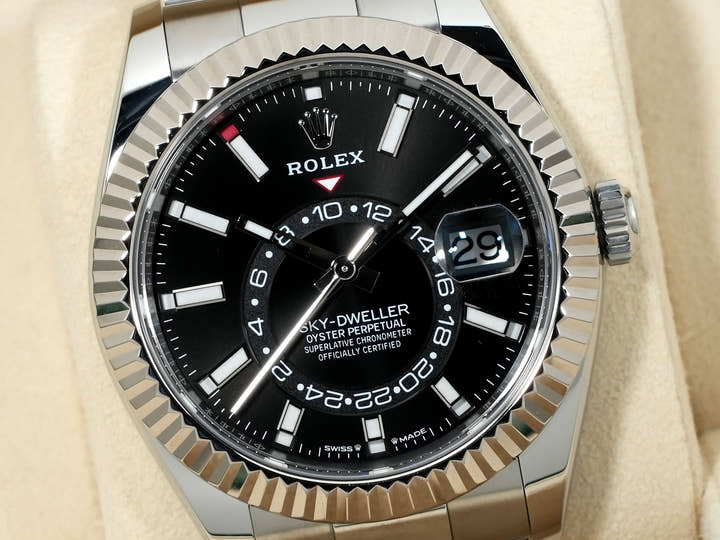 Rolex Sky-Dweller Ref. 336934 Stainless Steel/White Gold Black Dial Oyster Bracelet Excellent Condition j9o7tb9e