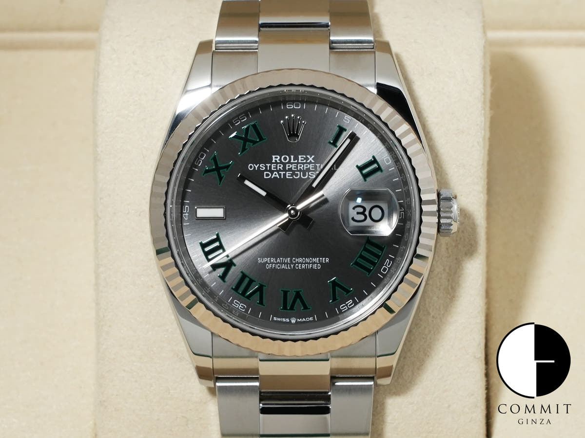 ロレックス デイトジャスト36 Ref.126234 ステンレススチール/ホワイトゴールド スレートローマン文字盤 オイスターブレスレット 美品 e63b7bgw