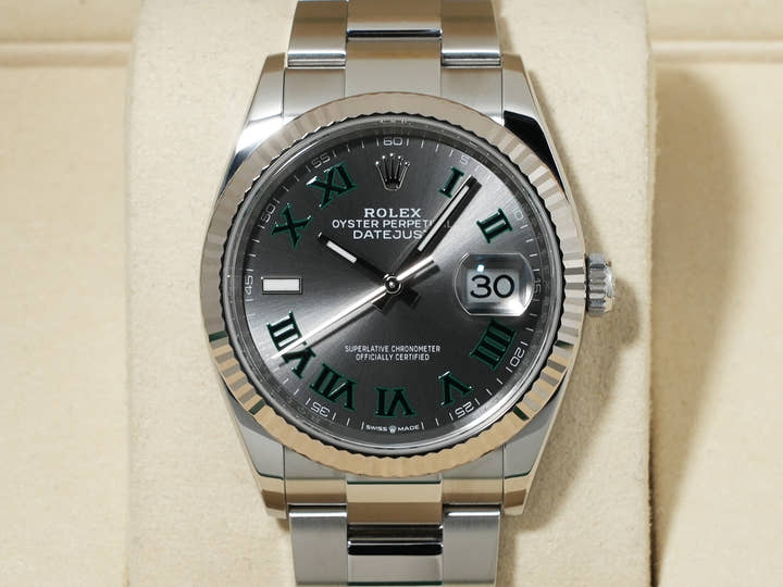 ロレックス デイトジャスト36 Ref.126234 ステンレススチール/ホワイトゴールド スレートローマン文字盤 オイスターブレスレット 美品 e63b7bgw