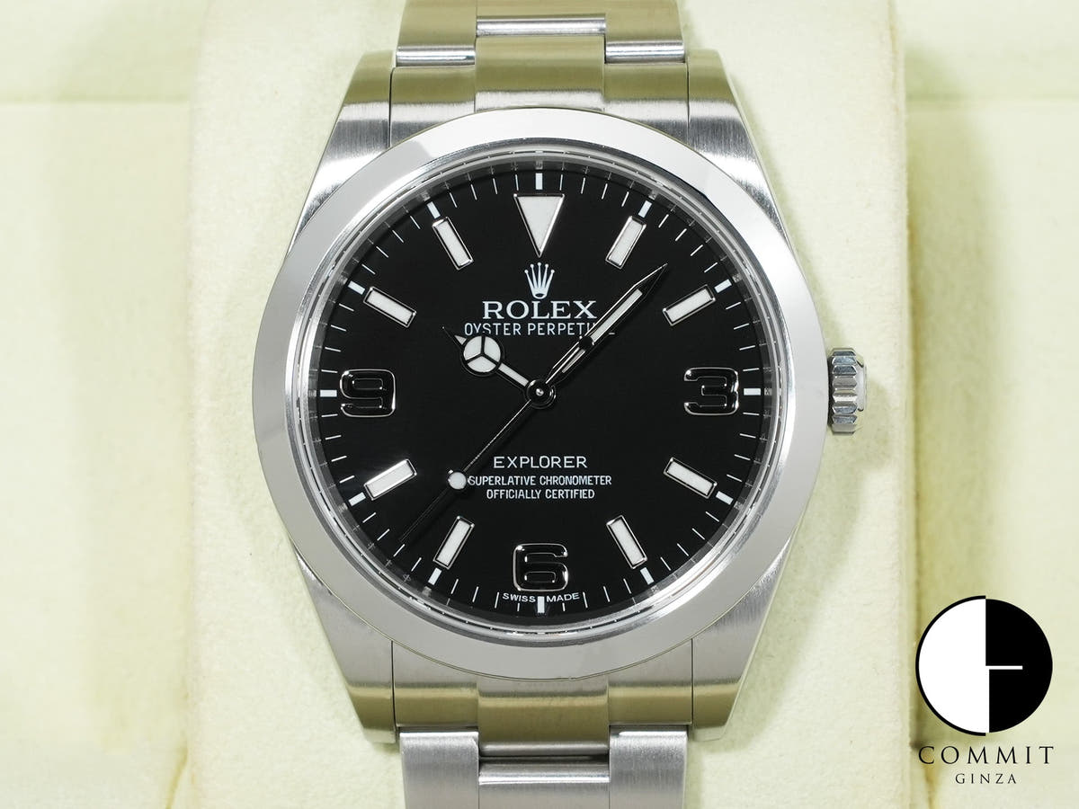 ロレックス エクスプローラーI Ref.214270 ステンレススチール ブラック文字盤 オイスターブレスレット 美品 efxwj8tp