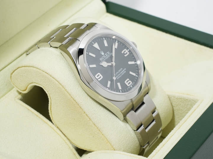 ロレックス エクスプローラーI Ref.214270 ステンレススチール ブラック文字盤 オイスターブレスレット 美品 efxwj8tp