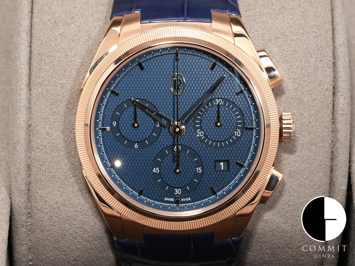 Parmigiani Fleurier Tonda PF Chronograph Ref. PFC915-2020001-300182 Rose Gold with Milanese Blue Dial, Excellent Condition (ymoygk5e)