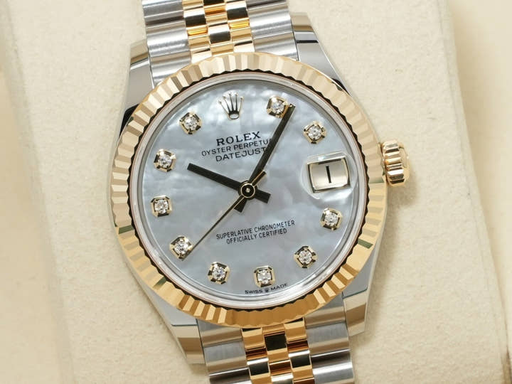 Rolex Datejust Ref. 278273 Stainless Steel/Yellow Gold White Shell with 10 Diamonds Dial, Unused (nyyqmspn)