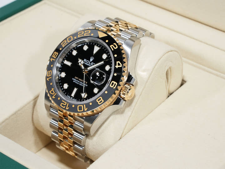 ロレックス GMTマスターII Ref.126713GRNR ステンレススチール/イエローゴールド ブラック文字盤 ジュビリーブレスレット 美中古 2dygxz8e