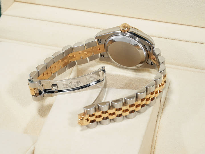 Pre-owned Rolex Datejust 28 Ref. 179173G Stainless Steel/Yellow Gold Meteorite x 10 Diamond Dial Jubilee Bracelet 9bv464k4