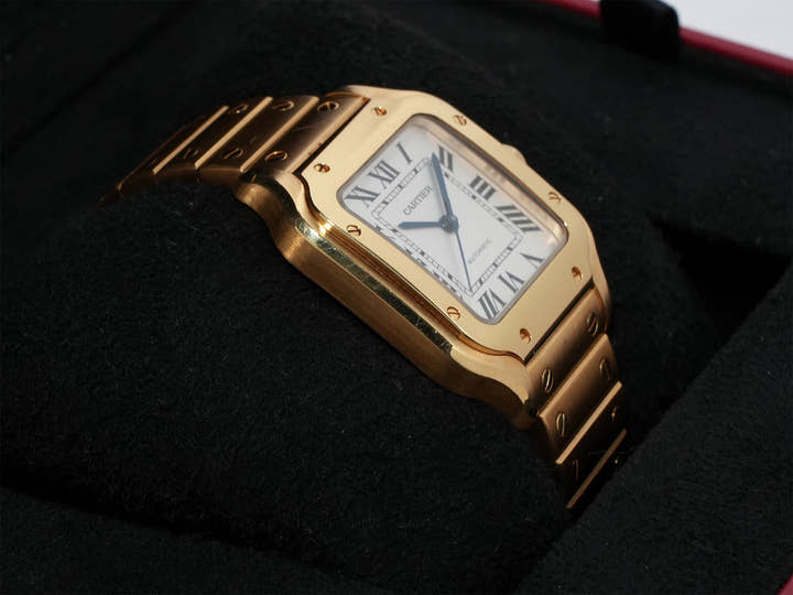 カルティエ サントス ドゥ カルティエ Ref.WGSA0010 イエローゴールド シルバー文字盤 中古 tfewqw5s