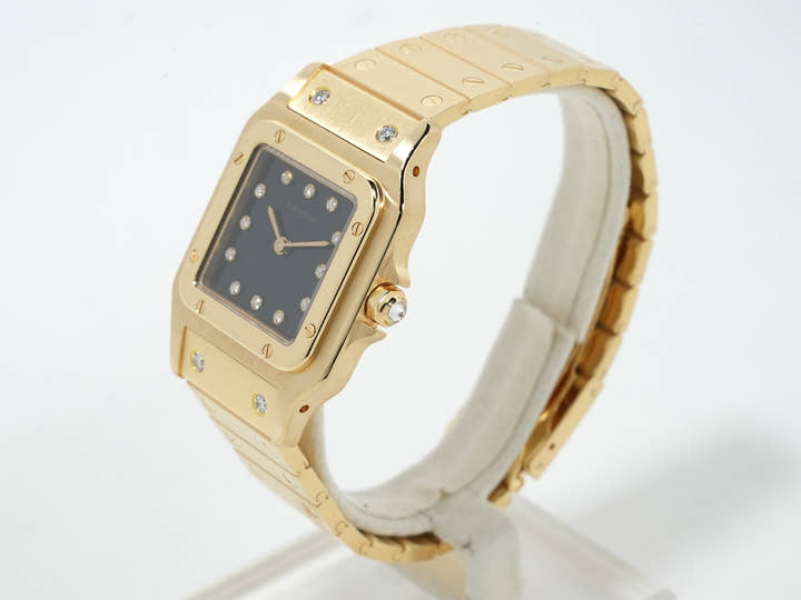 カルティエ サントス カレ Ref.84430000 イエローゴールド ブラック文字盤 美品 ron647uu