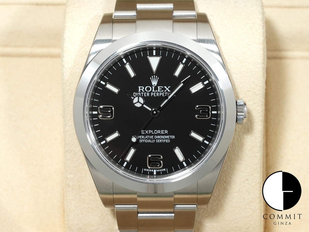Rolex Explorer I Blackout Ref. 214270 Stainless Steel Black Dial Oyster Bracelet Unused ewnqzeh9